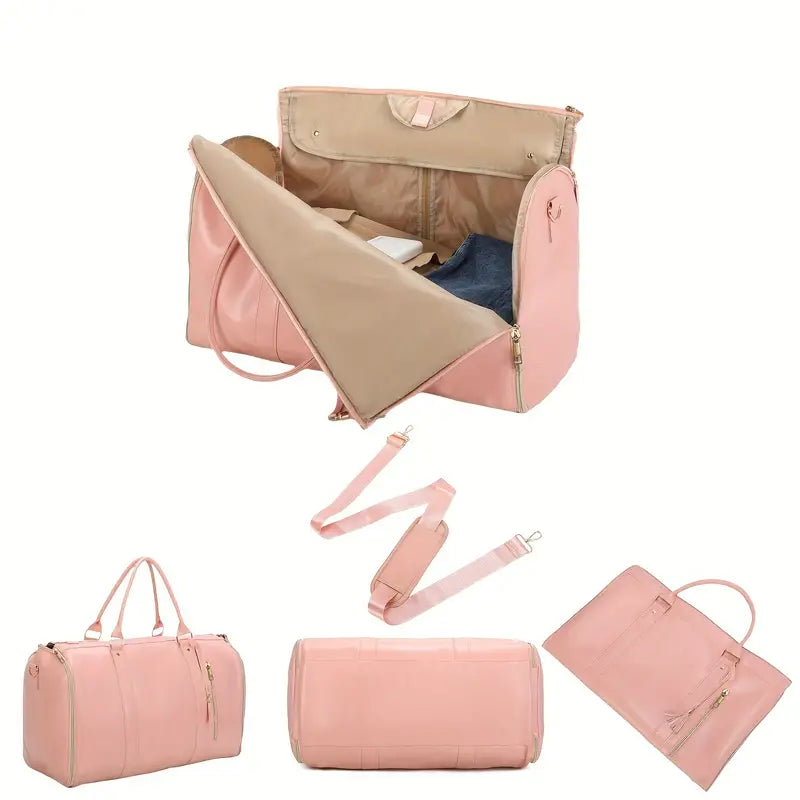 MALETA PLEGABLE "Rosada - Negra - Beige"
