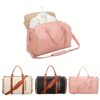 MALETA PLEGABLE "Rosada - Negra - Beige"
