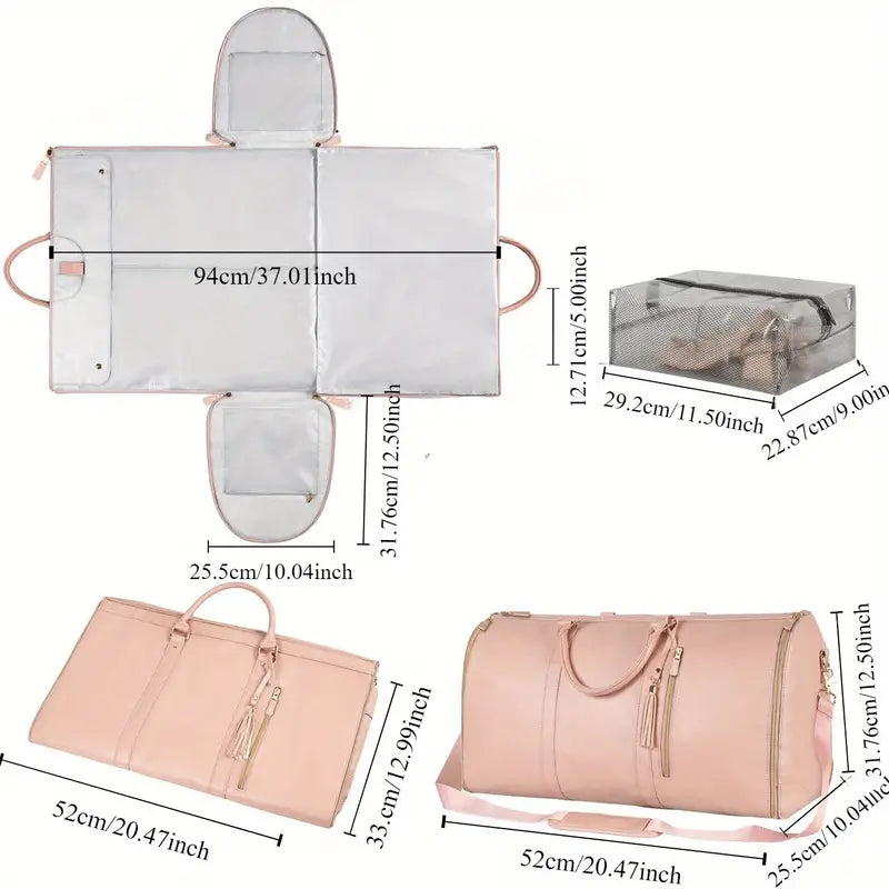 MALETA PLEGABLE "Rosada - Negra - Beige"