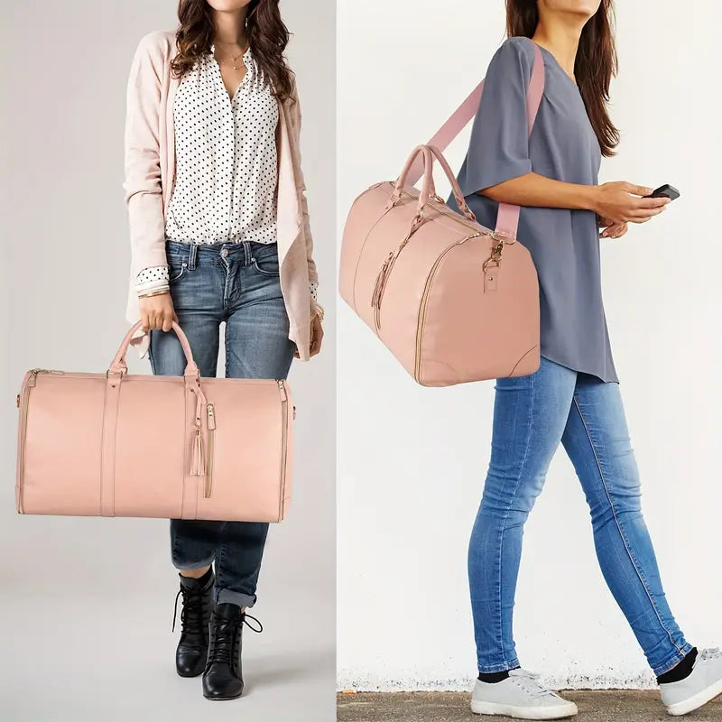 MALETA PLEGABLE "Rosada - Negra - Beige"