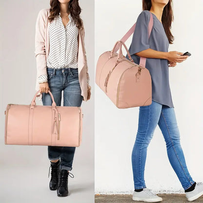 MALETA PLEGABLE "Rosada - Negra - Beige"